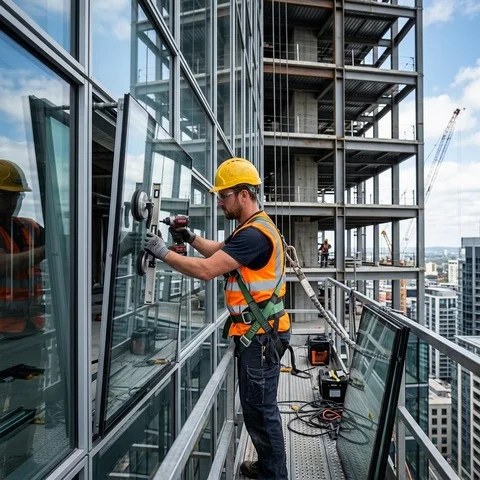 Chantier façade rideau